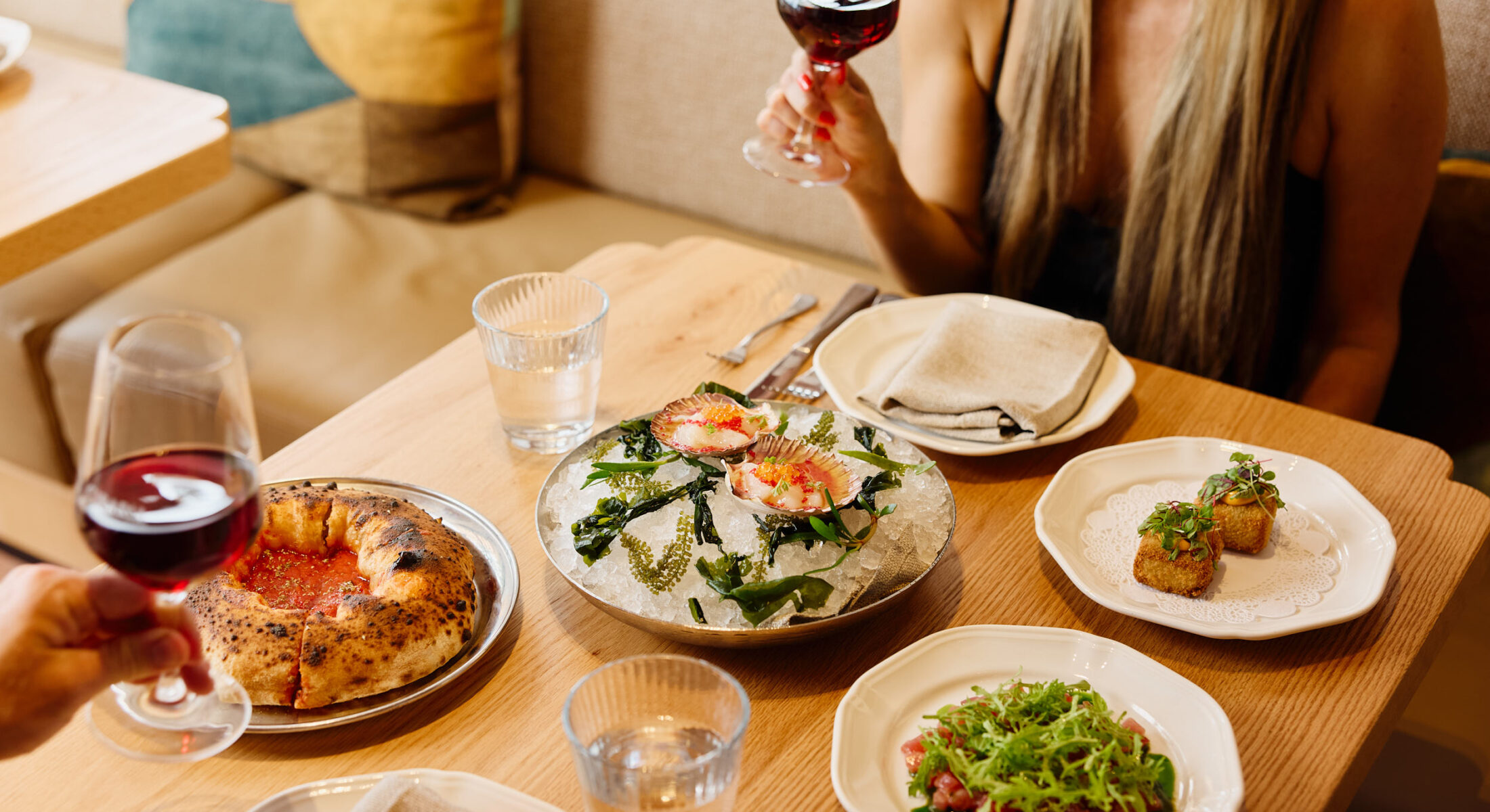 The Chef's Tables seasonal offerings including fresh seasonal salads, pizza and oysters