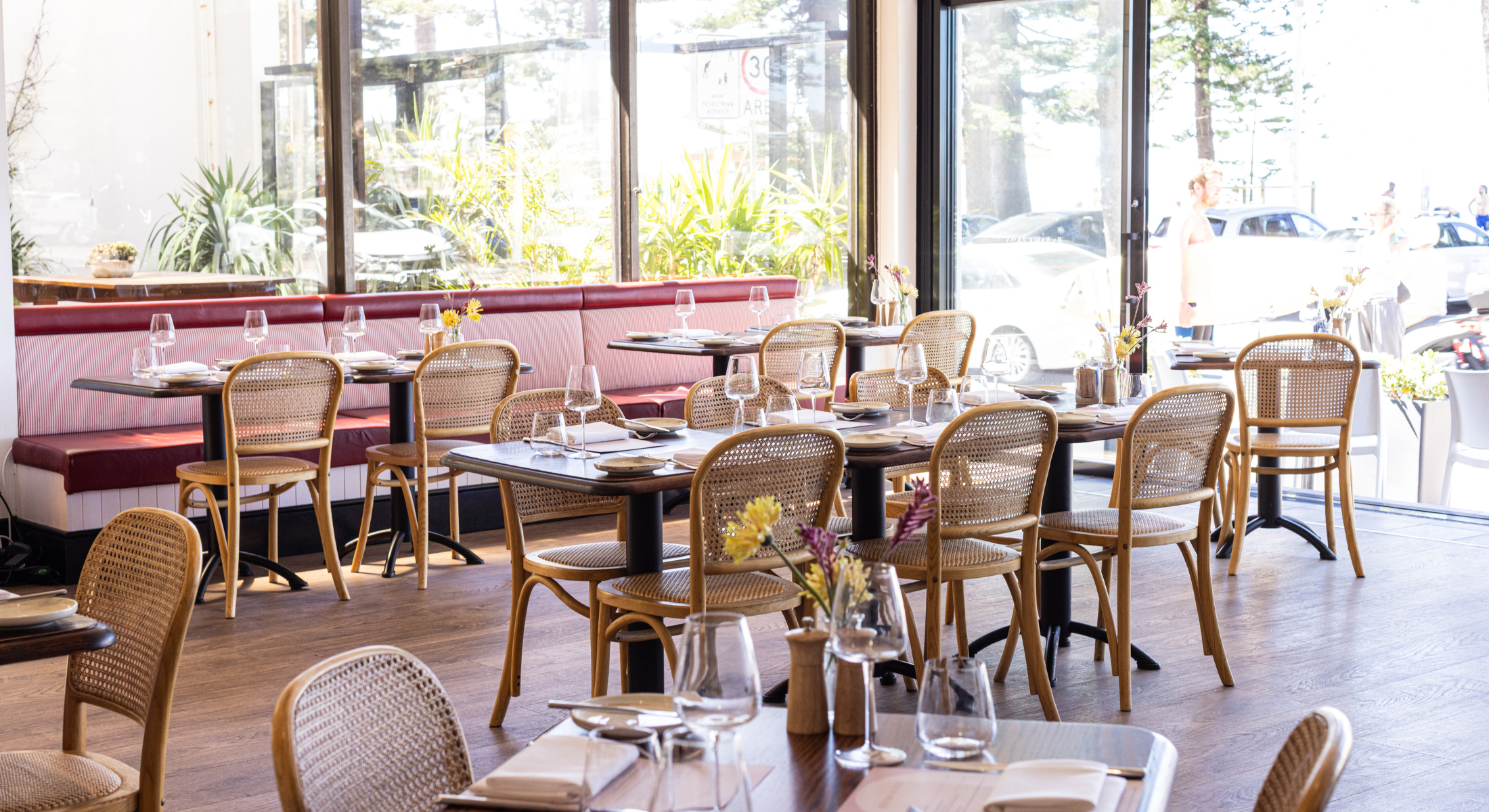Inside view of the Bistro Manly restaurant
