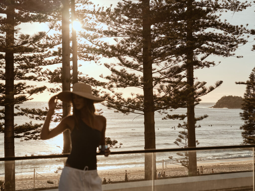 Woman watching a sunset view